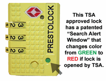 Aviso de abertura do Cadeado TSA